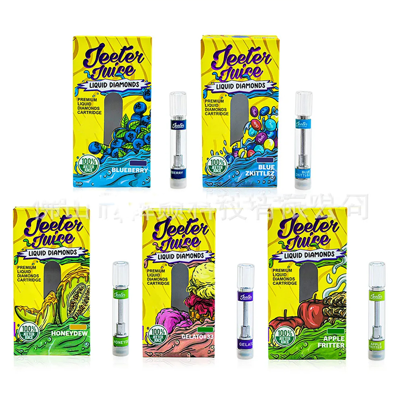 wholesale Original J eeter Juice Premium Cartridge 0.8ml 1.0ml Ceramic Coil Carts Empty Tank for Thick Oil Cartridges 510 Thread Atomizers with Packaging 10 Strains