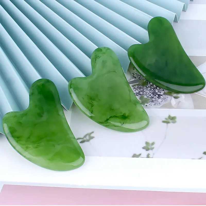 Massage Stones Rocks Resina Natural Face Jade Stone Gua Sha Massagers Raspador Gouache Guasha Board Massagem Ferramentas de Beleza Facial Acupuntura