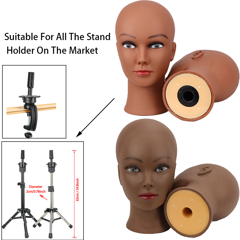 Adjustable Tripod Wig Stand With Bald Mannequin Head Training Manikin Head And Wig Install Kit For Making Wigs Display Styling