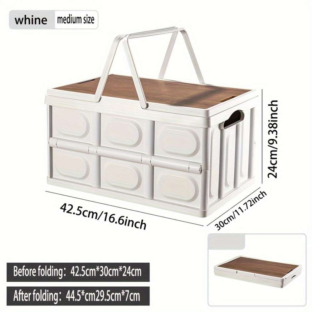 Foldable Camping Basket, Durable Box Utensils, Fruits, Vegetables, Household Space Saving Storage Organizer for Car, Bedroom, Home, Dorm, Picnic