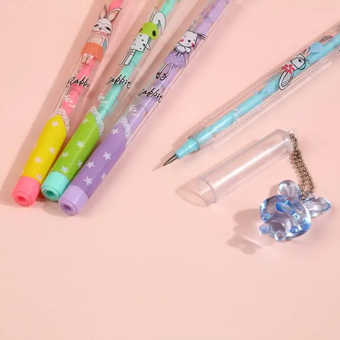 Pencils Cute Rabbit Pendant Mechanical Pencil Creative Automatic Pen stationery gift School Office writing Supplies