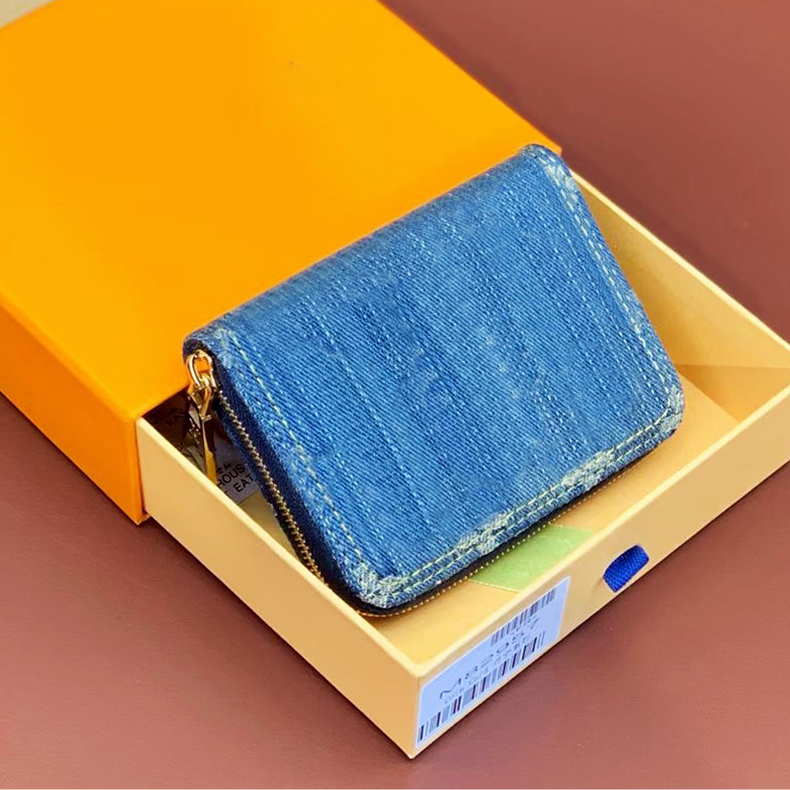 Portefeuille de jean de jean de jean portefeuille bleu portefeuille pour hommes à glissière de mode pour hommes portefeuille de cartes de carte longue portefeuille portefeuille clés de porte-purs à bourse