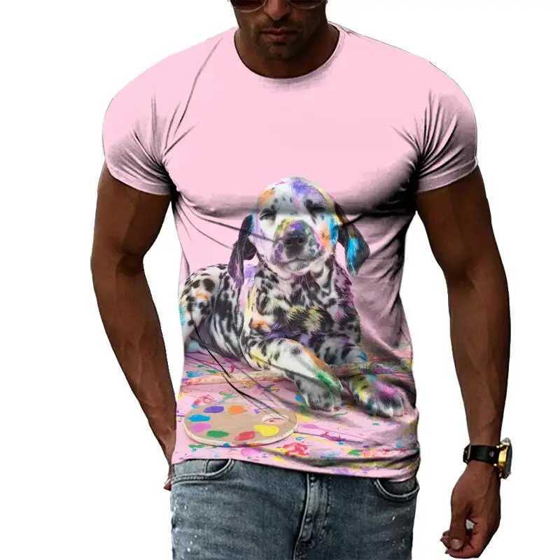 Męskie koszulki Summer Fashion Animal Dog Graphic T Shirts for Men Casual 3D Print TEE HIP HOP HARAJUKU OBSŁODNIE OBSŁUGI DOCISKIE