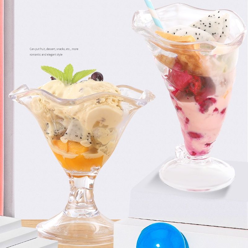 Popular Acrylic Transparent Ice Cream Cup Sand Crystal PC Plastic Dessert Salad Cup