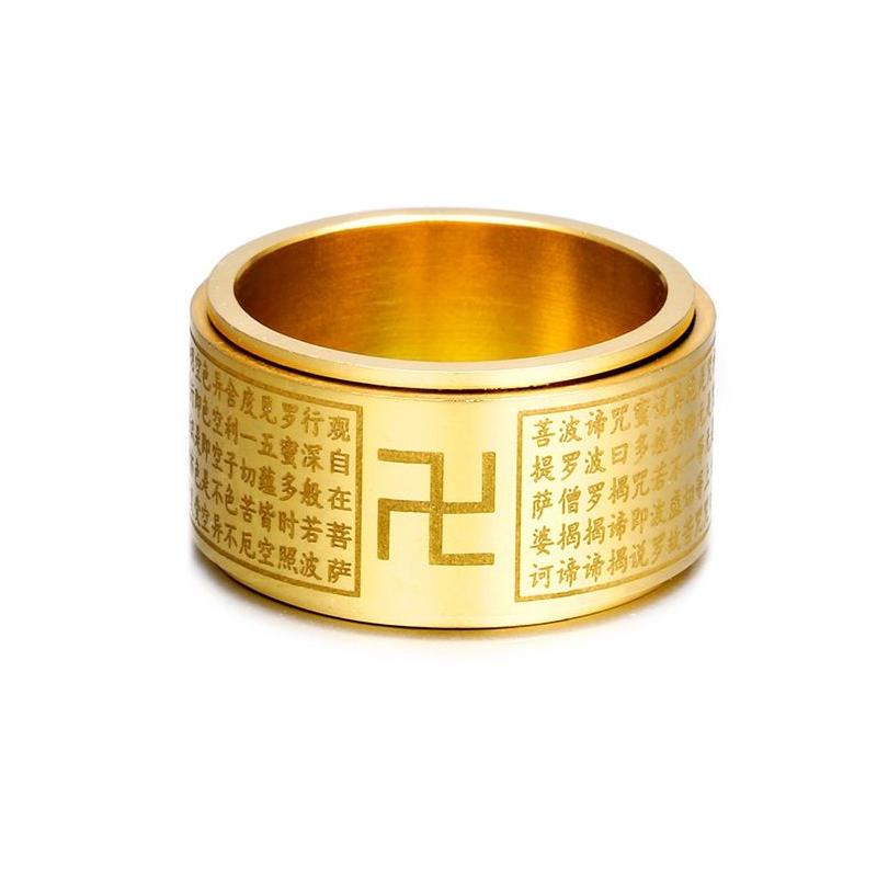 Bandringe chinesischer Stil Titanium Stahlgöttin Mantra Buddhist Transit Ring Rotary Amet Mode Schmuck für Männer Drop Lieferung DHV6E