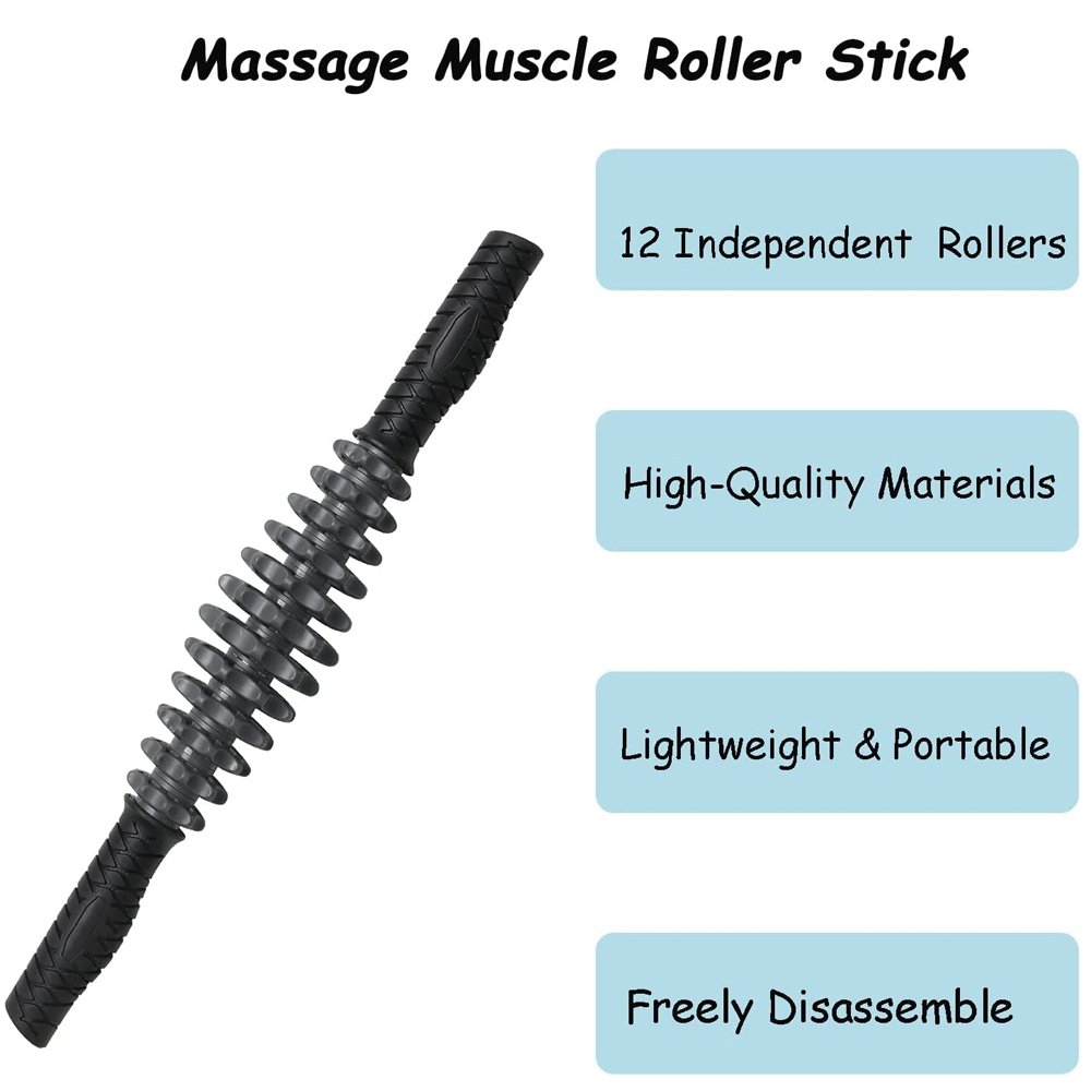 TCARE MASSAGE ROLLER STICK, Cellulitis Massager, verstelbare spiertherapiespierrol voor rug, fascia, benen, voet, nek