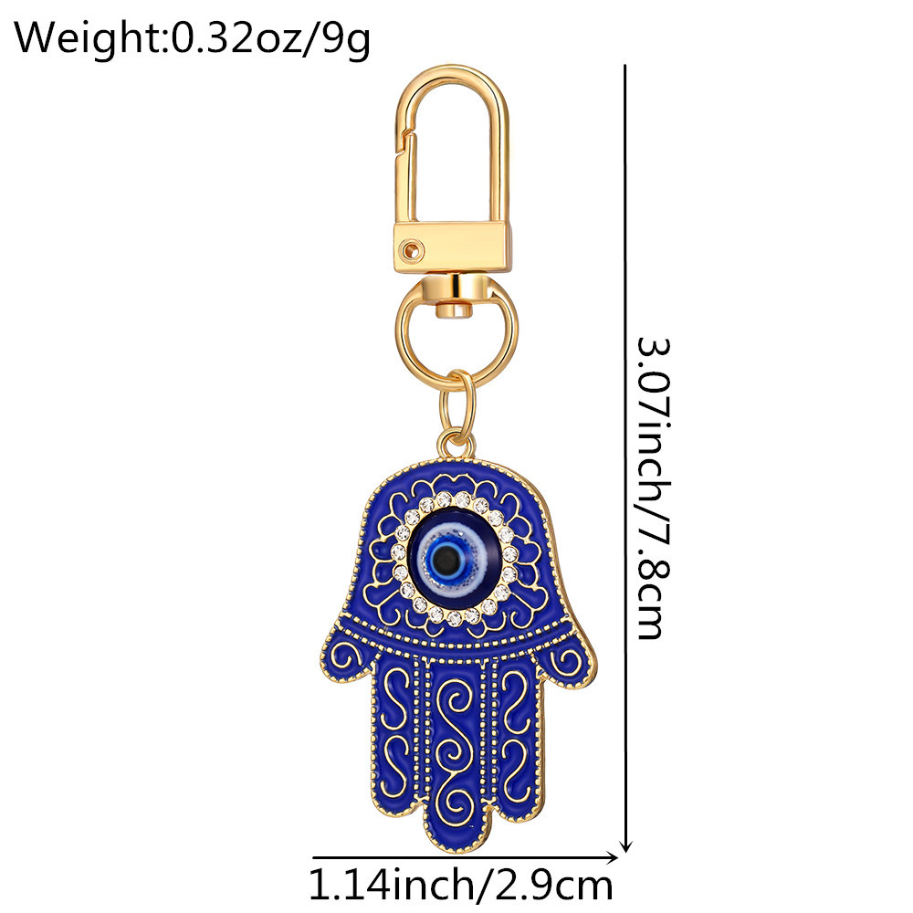 Blue Evil Eye Keychain alliage Righestone Palm Palle Pendre Key Ring Femmes Men Colorful Hollow Moon Coeur Charmes Lobster Backle Sac Car Clé ACCESSOIRES