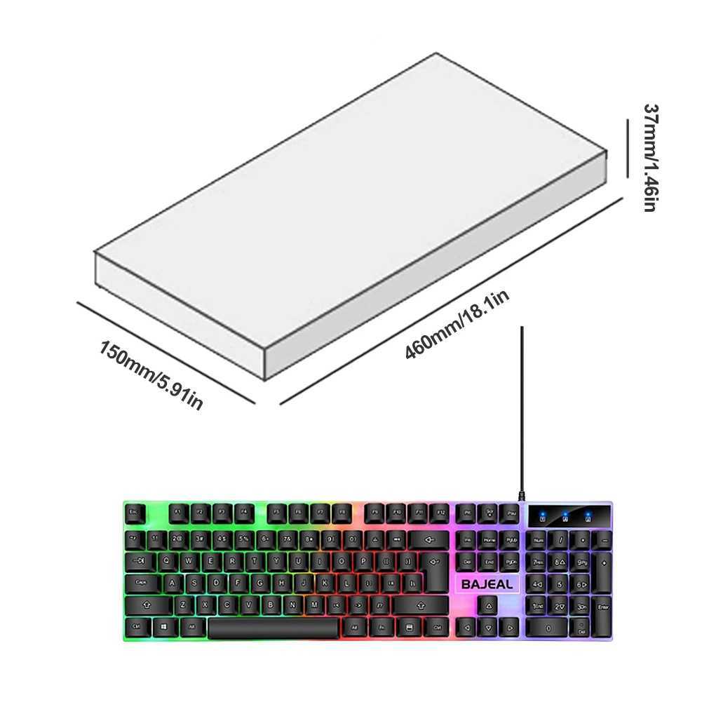 Teclados teclados ergonômicos com sete luzes coloridas e luz de fundo de 1,5m teclado mecânico de caboL2404