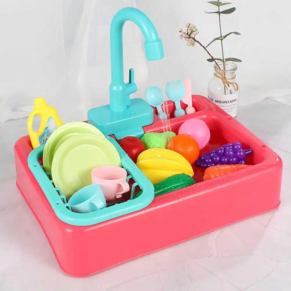 Le cucine giocano alimentari bambini lavello cucina giocattoli elettrici circolanti circolanti lavabo di lavaggio vegetale lavaggio giocattoli giocattoli bambini 2443