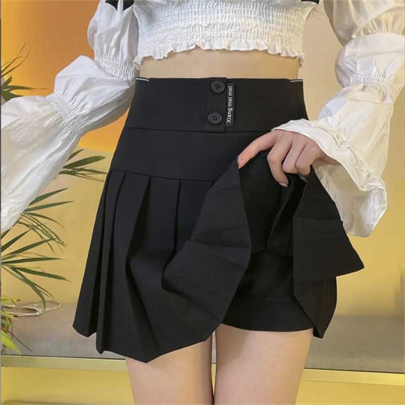 Robes sexy urbaines élastiques hautes hautes A-ligne mini jupe coréenne école de mode femmes jupe harajuku bouton