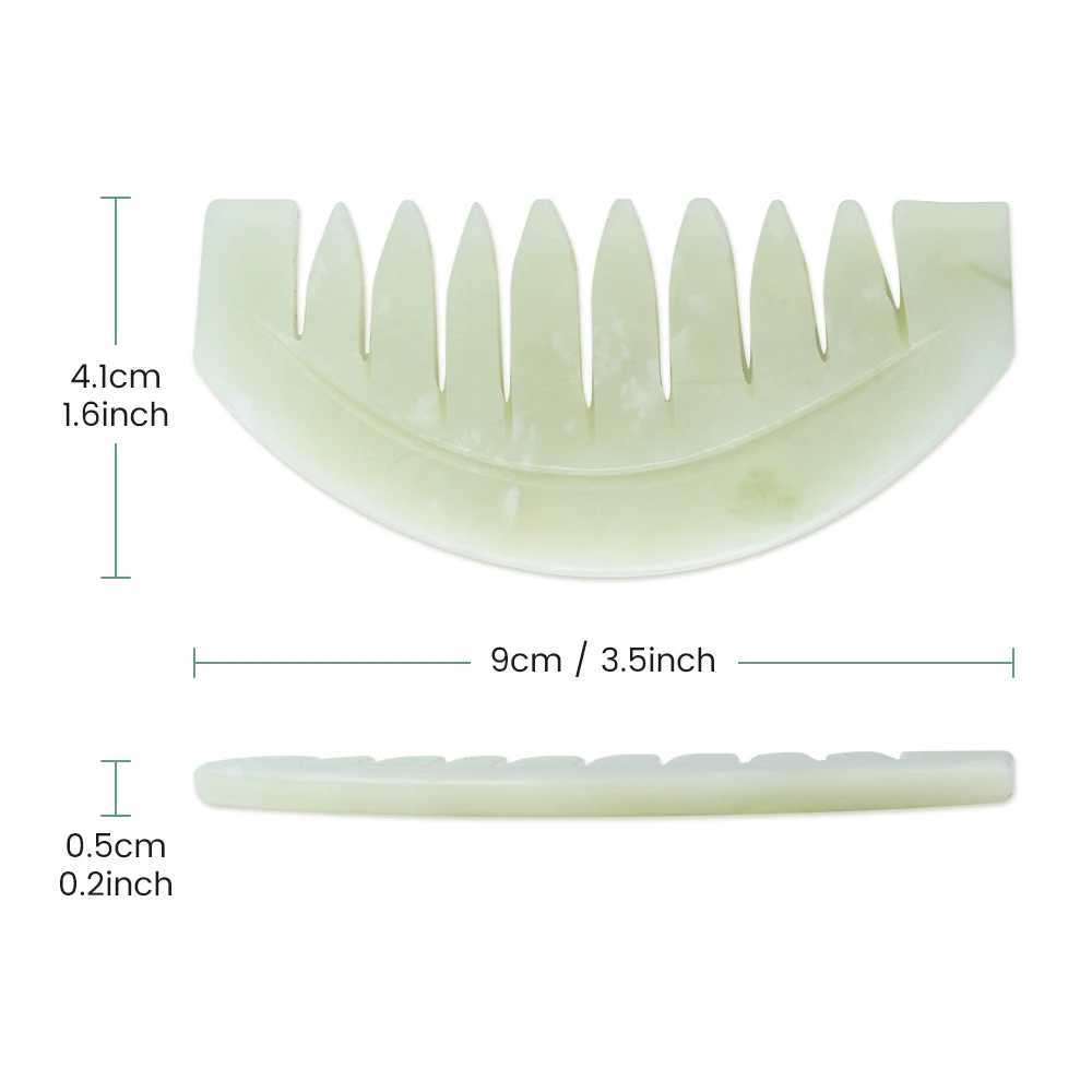 Massage Stones Rocce Jade Massage Pettle Head Massager Lady Care Care Natural Jade Stone Combs Gua sha Basket Basket Gouache Scapplace Giade Massager 240403