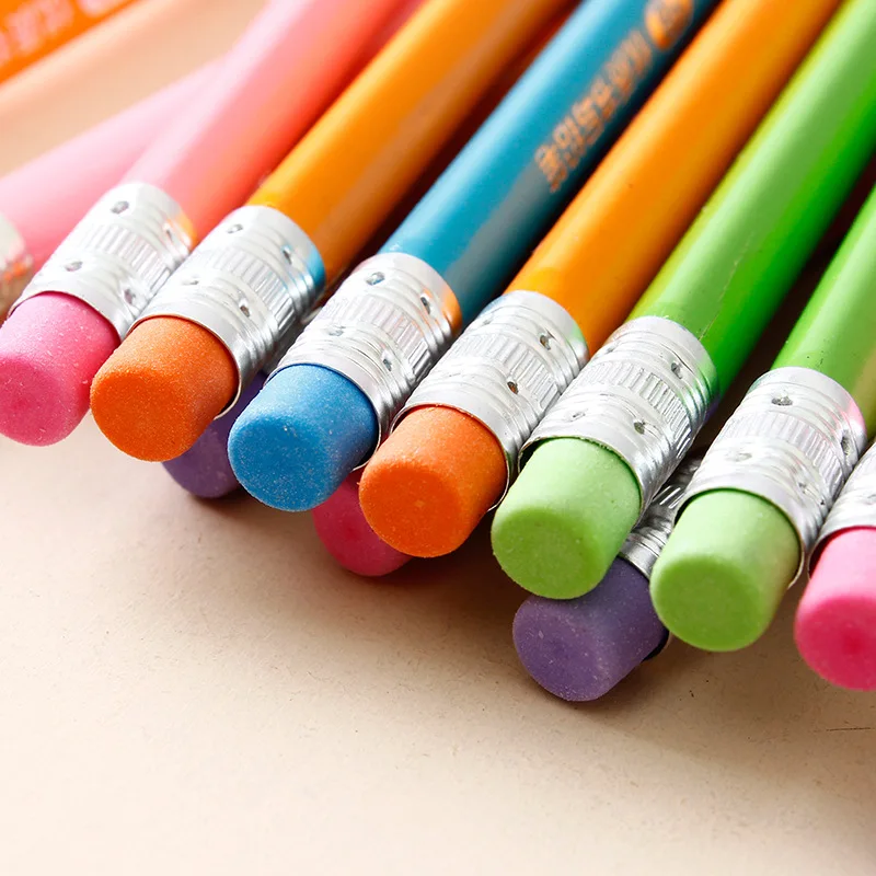 Kurşun kalemler klasik yeni düz renkli günlük kalem Kauçuk ekli hb yazma yazma yazma kalem ofis kırtasiye öğrenmek