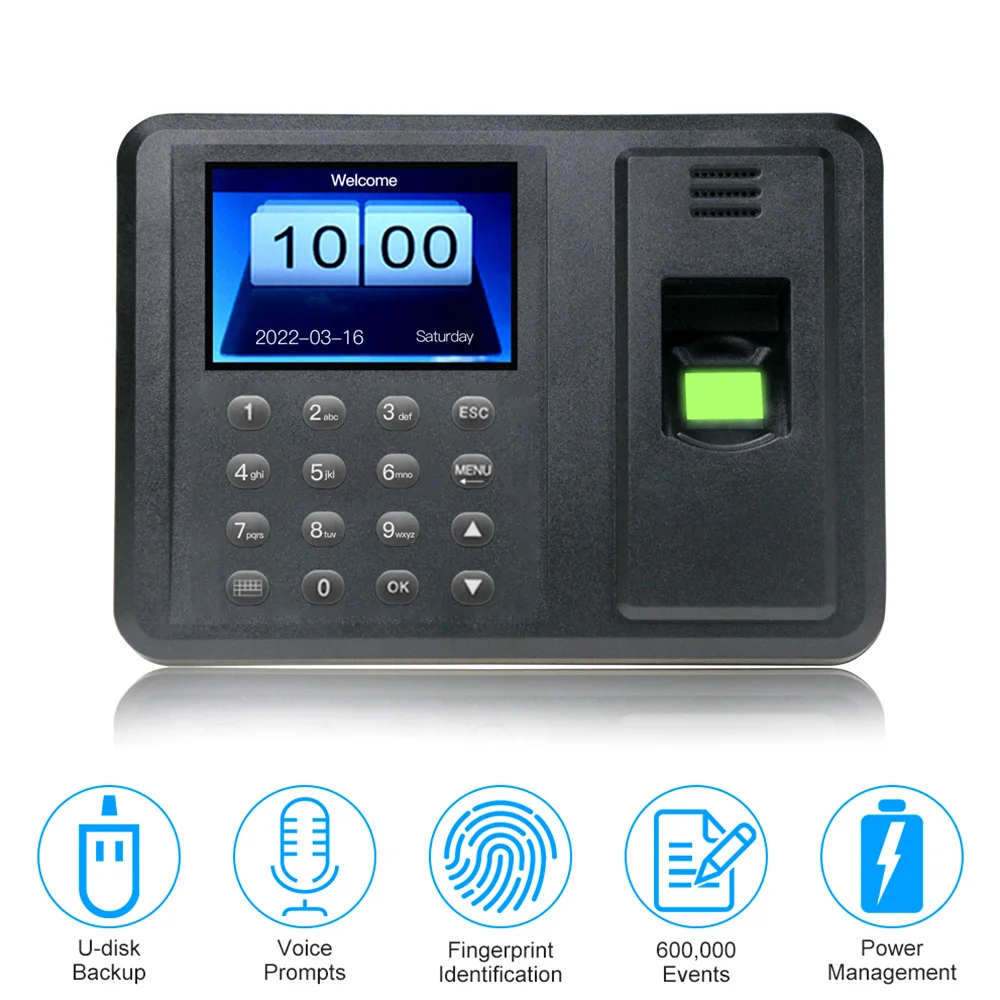 Recording 2.8'' TFT LCD Display Biometric USB Fingerprint Attendance Machine Free Software Password Employee Checkingin Reader