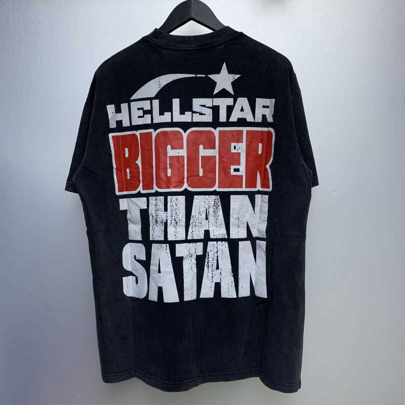 American Street Heavyweight High Street Hell Star Retro Retro Lavage et en détresse Amontage des hommes courts et t-shirt Hip-Hop à cou rond pour femmes