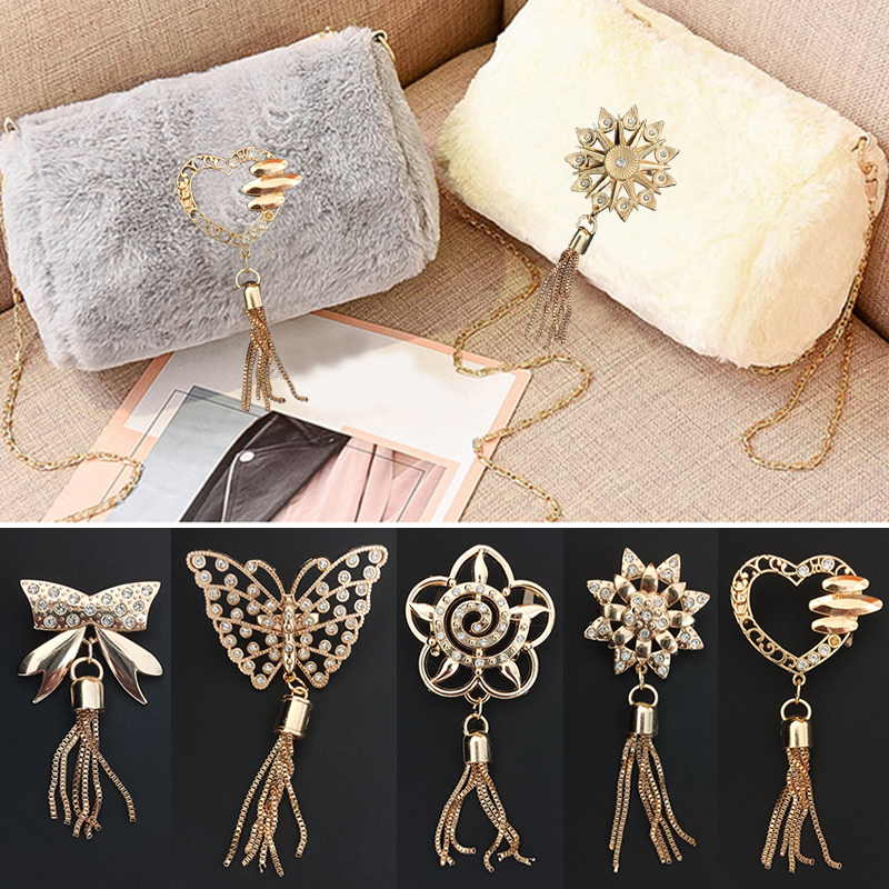 Exquise metalen legeringszak gespeld Tassel Bag Accessoires Tas Purse Hoed Decor Hardware Diy Lederen Craft Accessoire Golden Color