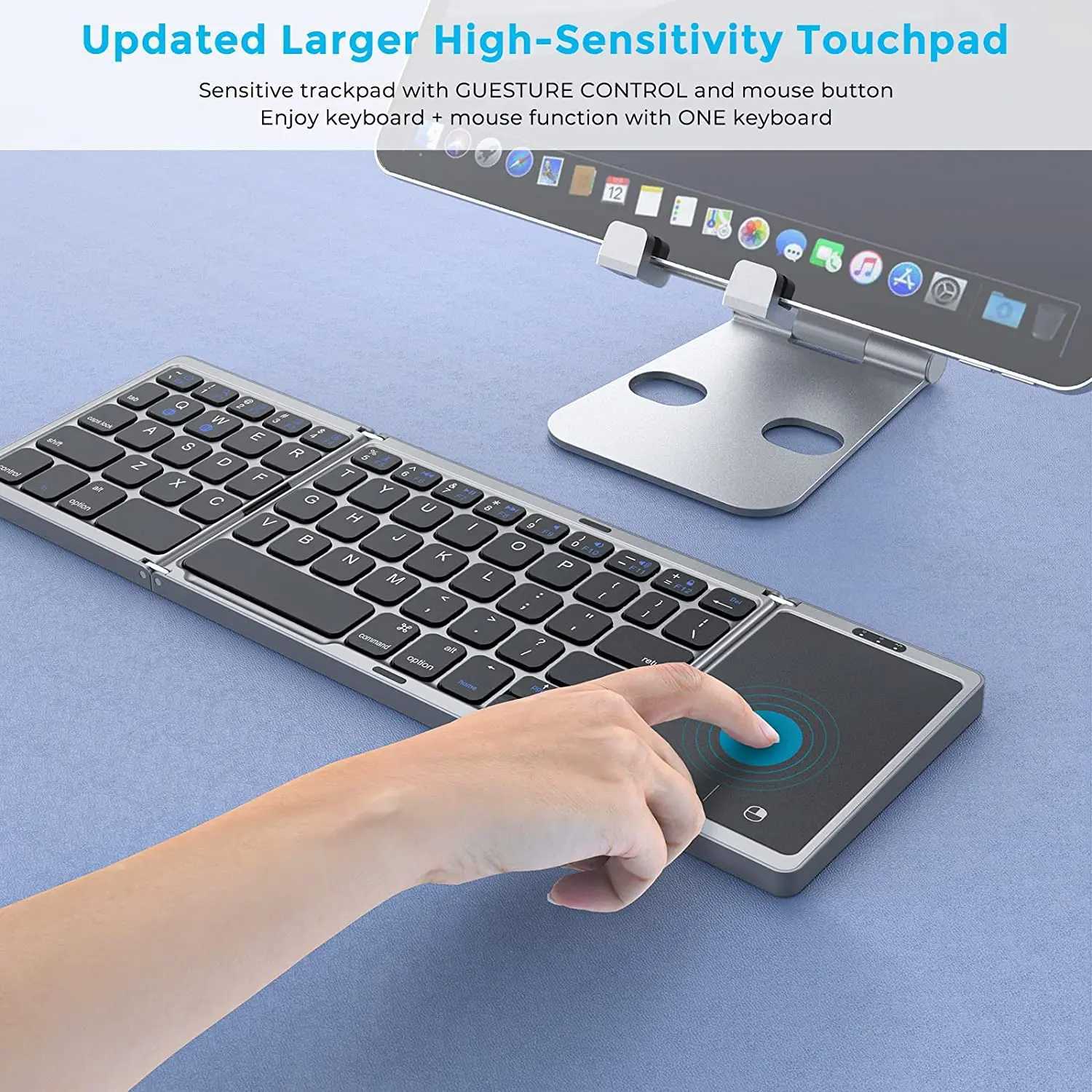 Claviers Seenda Roldable Wireless Bluetooth Keyboard rechargeable clavier portable pliable approprié adapté au smartphone PC Mac Windows iOS Androidl2404