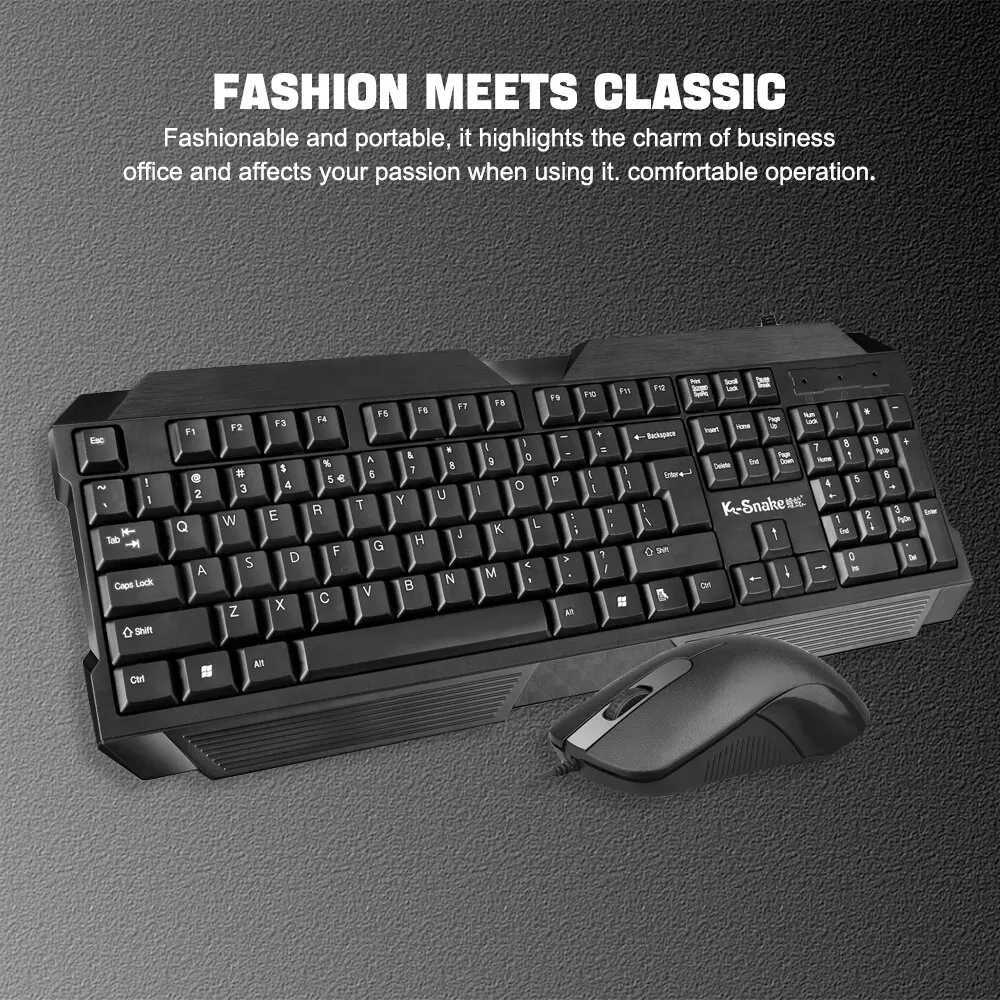 Teclados com fios de teclados e mouse clássico combo teclado de computador em tamanho grande e mouse com fio óptico para Windows Mac OS Laptop PL2404