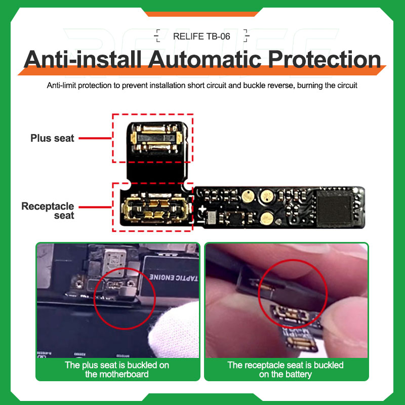 Relife TB06/TB05 Batterijkabel Reparatie-instrument Setup-vrij en opstartvrije aanpassen aan verschillende modellen voor iPhone IP8G-14.00 uur