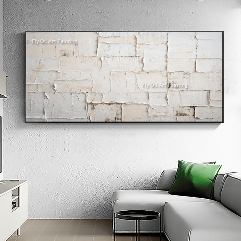 White Textured Canvas Wall Art 100% Handmade Abstract White Oil Painting Abstract Canvas Painting Wall Decor Modern and Minimalist Art For Living Room Bedroom