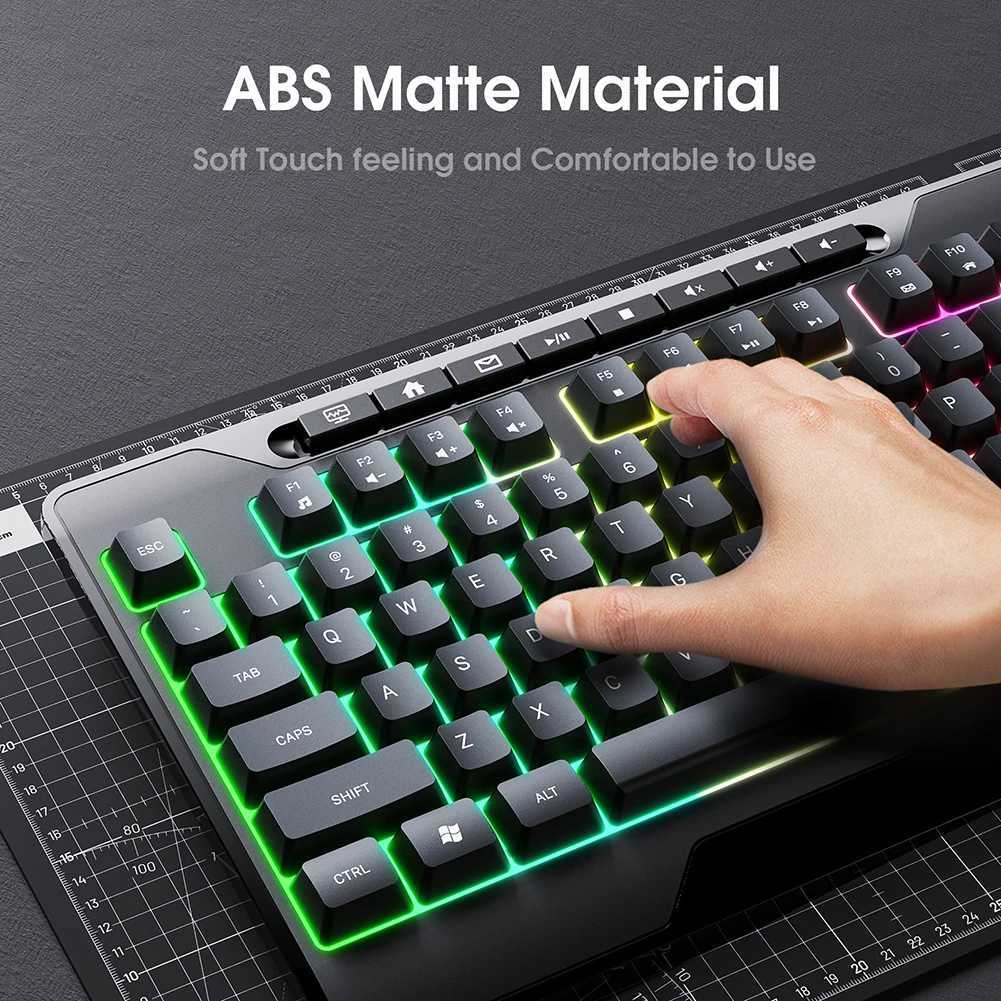 Keyboards 104 Key Keyboard Computer avec des touches mates pour le clavier illuminé de jeu avec 3 couleurs et les bords circulaires de 45 degrés adaptés à Windows PCL2404