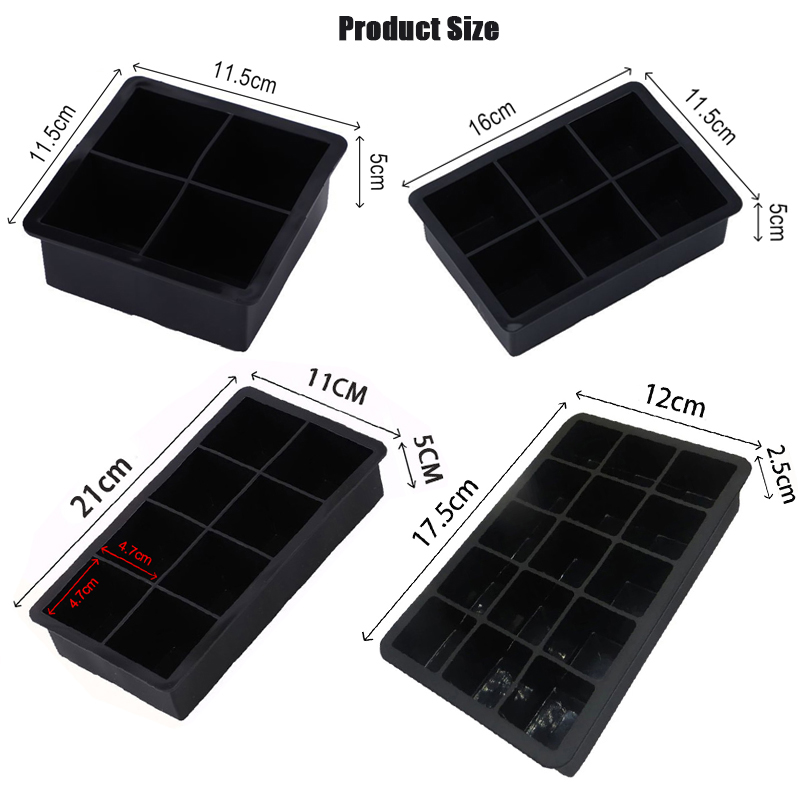 Big Ice Food Mold Jumbo Gigante grande alimento Geral de silicone Cubo quadrado Bandeja de molde Diy Maker Ice Cube Bandey4/6/8/15 Grade