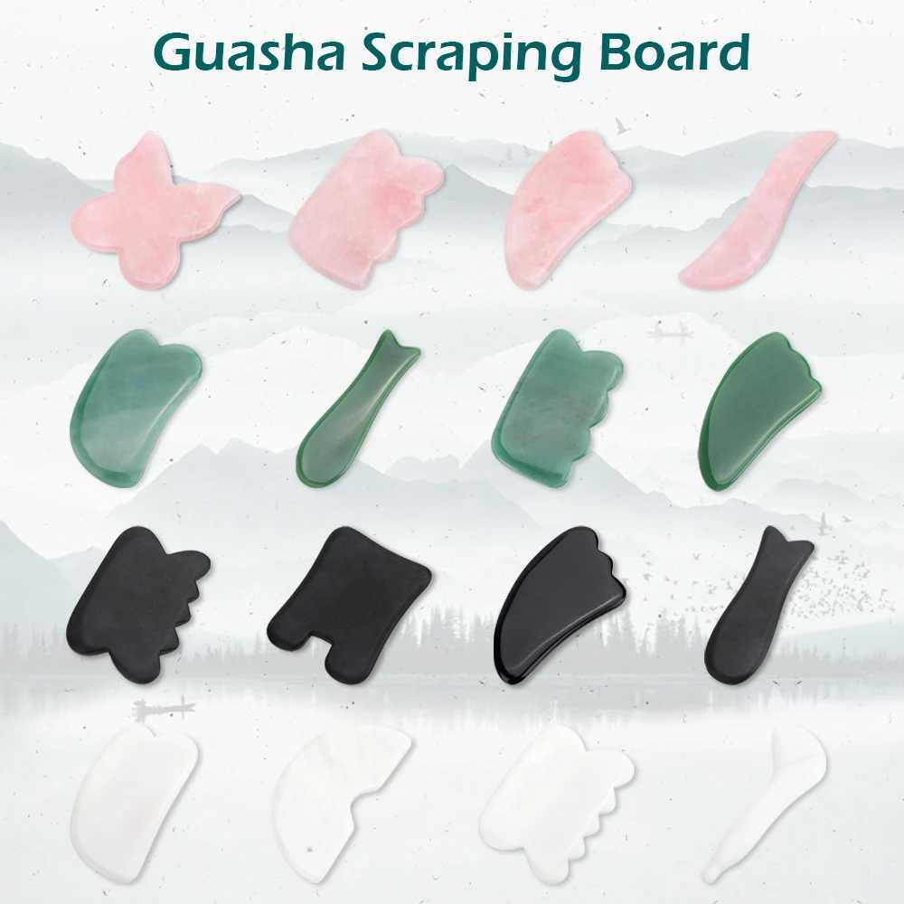 Массажные камни камни Gua Sha Board Natural Stone Scraper Quartz Jade Massage Sece Body Acupuncture Spa Therapy Tool Show