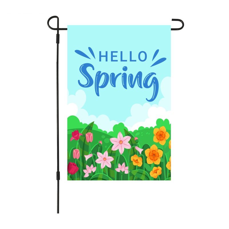 Courtyard bandiera del giardino di felice primavera Benvenuto Hello Spring Flower Bird Yard Flag Material di lino P304