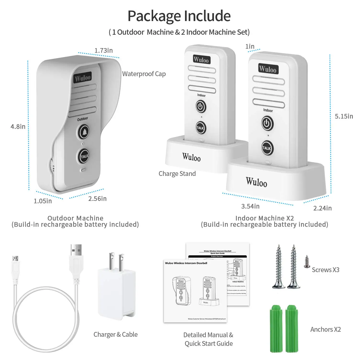 Doorbell 1/2 Mile Range Doorbell Wireless Home Intercom for Door Chime Rechargeable Intercomunicador Waterproof Electronic Doorbell Chime