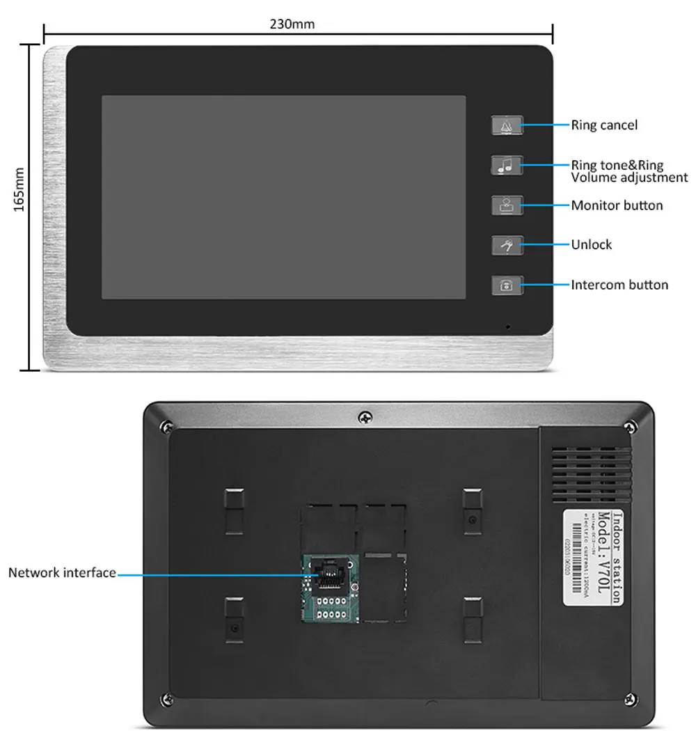 Sonnette de porte NOUVEAU TÉLÉPHONE DE PORTE VIDÉO 7IN INTERNOM CONCULTRE POUR DORTE RFID CARTE ID DÉMOLLAG HD CAME CAMERIE BORD ELECTRONIQUE POUR LE SYSTÈME DE CONTRÔLE D'ACCÈS