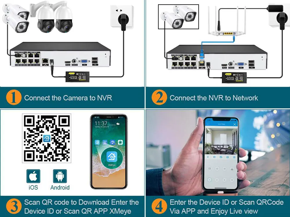 System 8ch 8MP CCTV Security H.265 Camera System Home Video Surveillance Kit 4K 30X Zoom PTZ Camera Audio Outdoor IP Camera Poe NVR Set