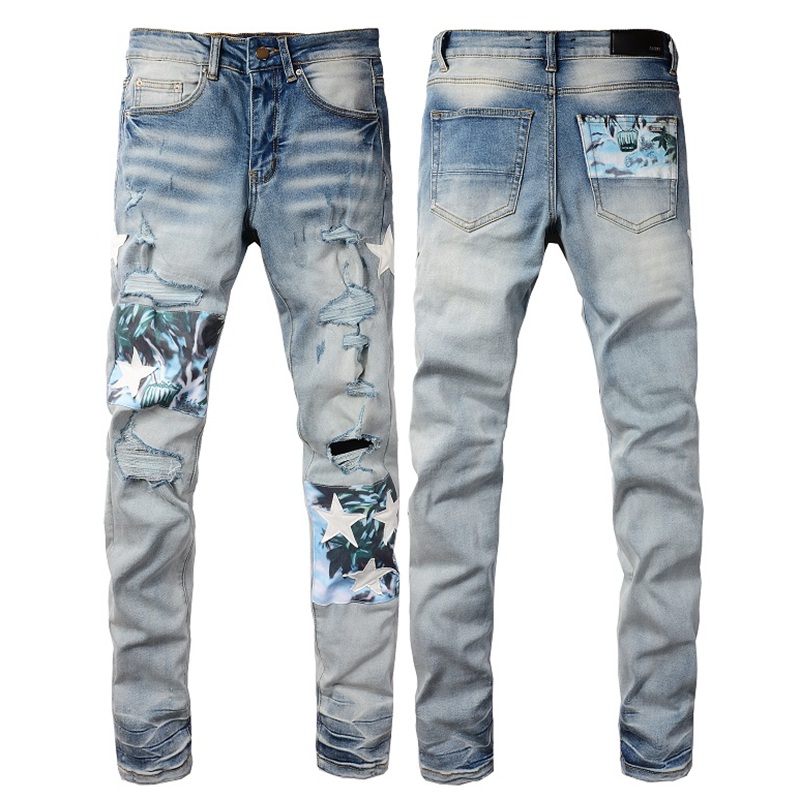 Jeans Mens Hip-Hop High Street Fashion Brand Jeans Retro Torn Fold Coux de Motorcycle de créateur pour hommes Riding Slim Pantalon 28 ~ 40 2024-088