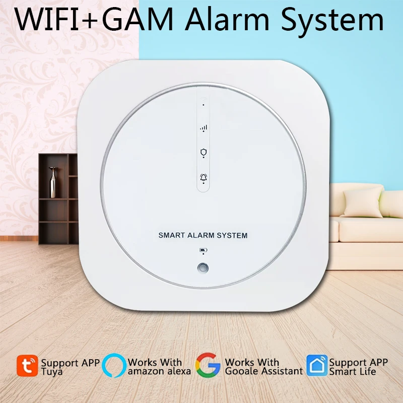 Kits Wireless Home Security Alarm System 2.4GHz Wifi Smart Tuya App Control Wireless PIR Motion Detector Door Sensor Easy To Install