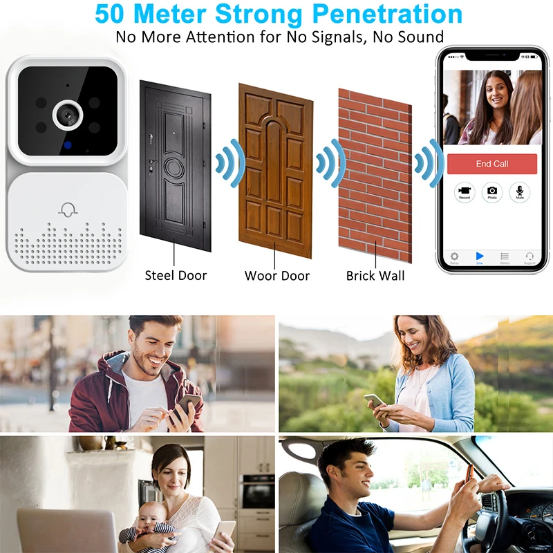 Campanello xiaomi wireless wifi campanello fotocamera impermeabile 720p hd porta video portano smart esterno campanello wireless con videocamera visione notturna