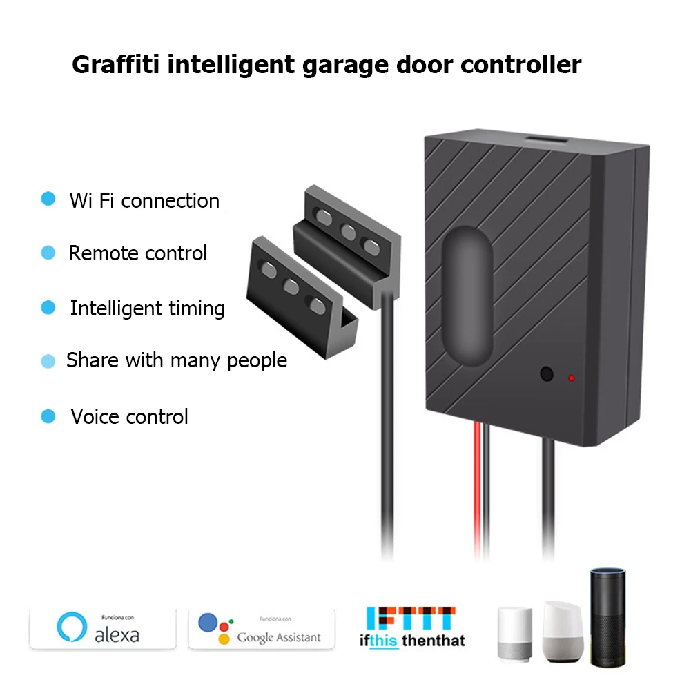 Controle Wi -Fi Switch Switch Smart Garage Door Opener Controller para Alexa Echo Google Tuya Controle de aplicativo Portão Abertura Fechar o abridor de porta de garagem