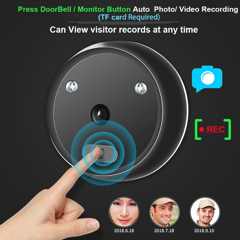 Дверные звонки Topvico видео Peephole Door Dover Camera Videoee Автозапис