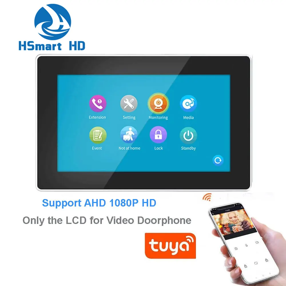 Doorbells Tuya App WiFi Motion Detection 7 Inch touch screen LCD for Smart IP Video Doorbell 1080P Wired Video Doorphone Intercom System
