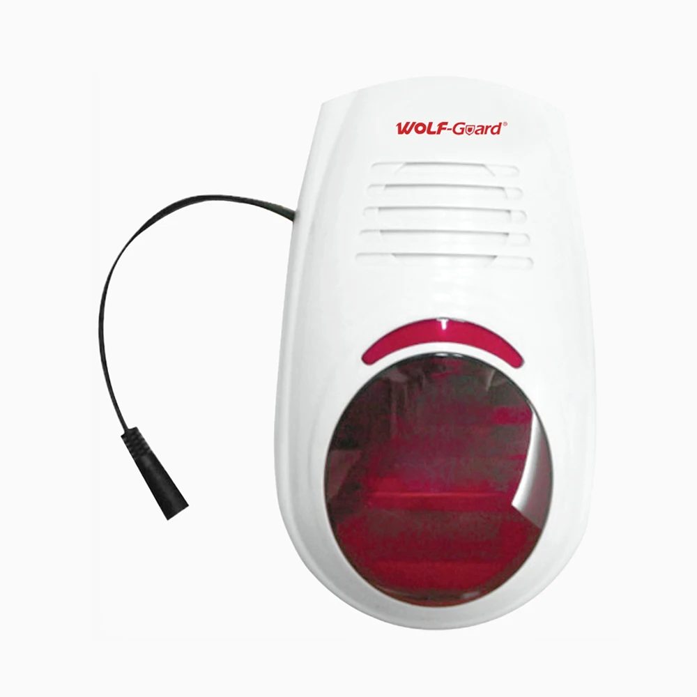 Detektor WolfGuard 433MHz trådlöst ljud blinkande siren 110dB inomhus utomhus vattentätt larm för GSM WiFi Home Security Burglar System