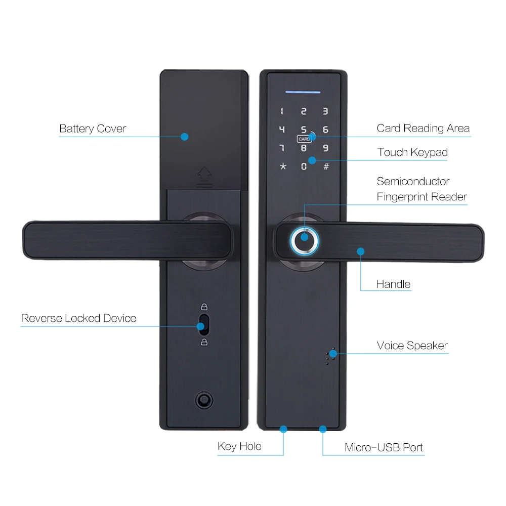 Управление приложением Wi -Fi Электронная замок дверей Интеллектуальные биометрические дверные замки отпечатка пальца Smart Wi -Fi Digital Bless Door Lock
