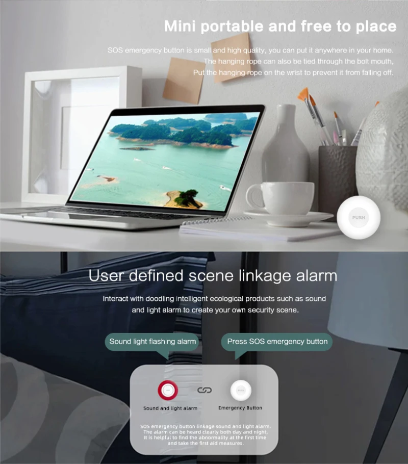 Button Tuya Zigbee SOS Capteur de bouton Alarme âgée ENFANTS ALARME AIDE AIDE AIDE AIDE DE LA SMART SMART LIFE ALARME RÉLÉCHOR