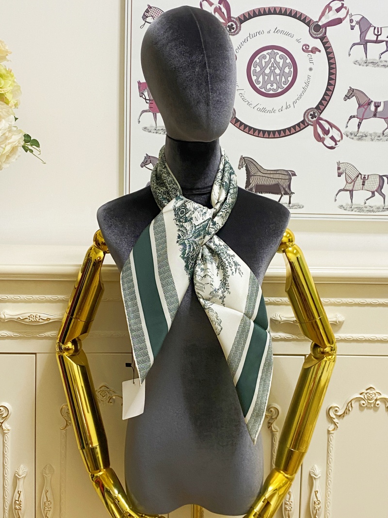 Damesvierkant sjaals sjaals 100% twill zijden materiaal groene printbrief bloemen patten maat 90 cm -90 cm