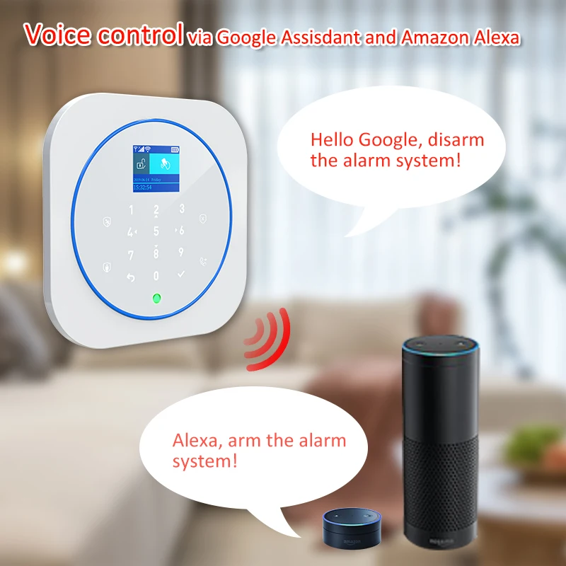 KITS CPVAN WiFi GSM Home Alarm System Wireless Tuya Smart Security Allarmi con sensore di porta del rilevatore di movimento PIR Alexa Compatibile