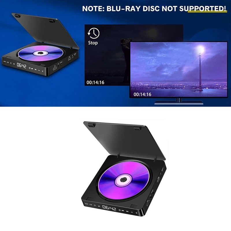 مشغل محمول DVD/VCD Player Hifi Stereo مكبرات الصوت 1080p متعدد الوظائف Mini CD Player Walkman Audio Video Playereu Plugh