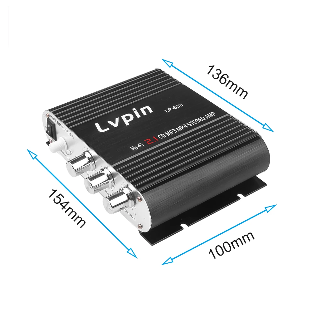 مكبر للصوت لـ LVPIN HIFI Stereo Amplifier 12V 200W MINI MP3 CAR CAR CARNELS 2 House Super Bass