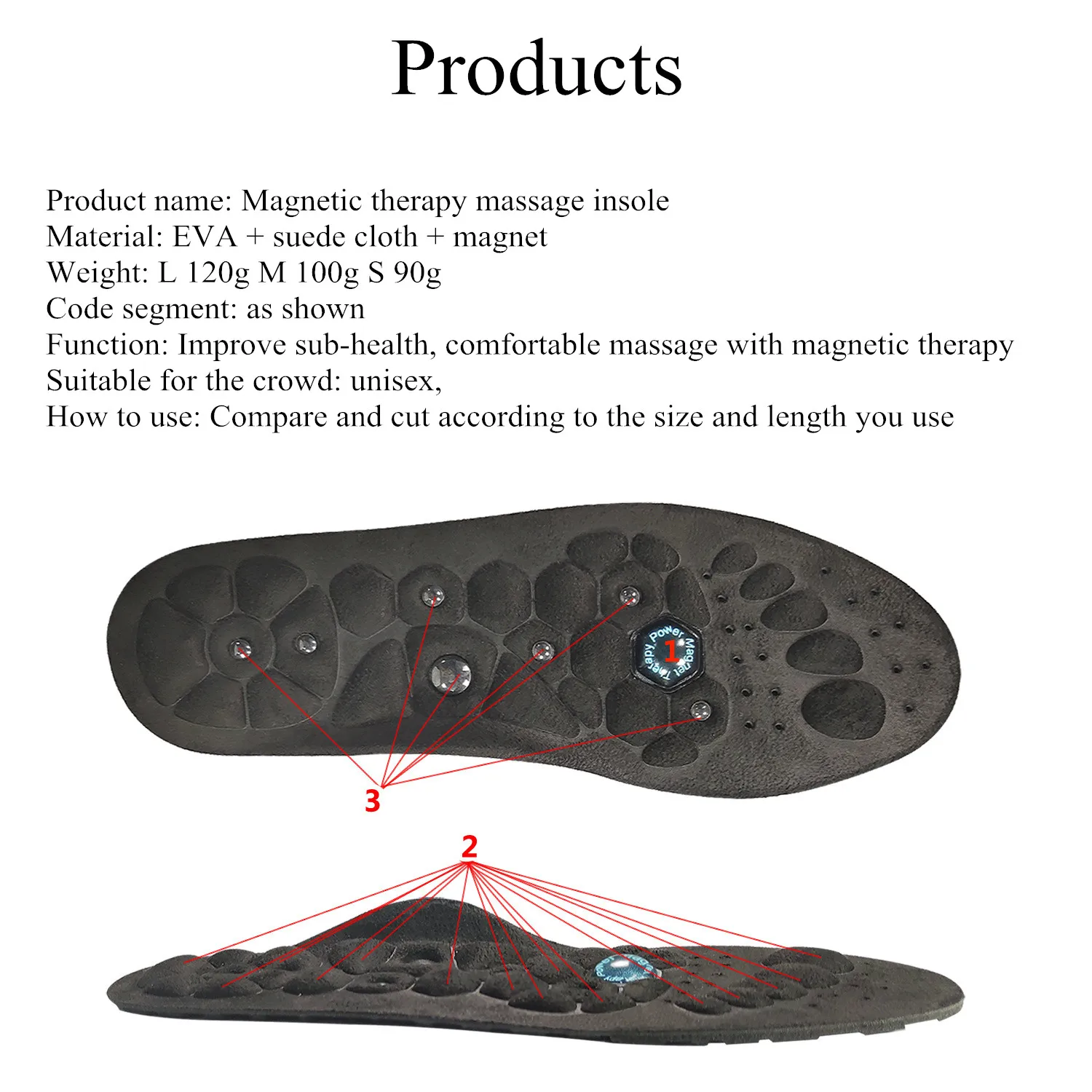 Tillbehör Magneterapi Massagen Insulor för skor Män kvinnor Arch Support Breattable Running Sports stötdämpande insula skoinsatser