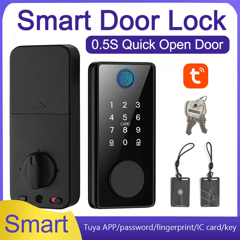 Blocca chiusura per porte intelligenti Tuya App Ic Card Antitheft WiFi Keyless KeyPrint KeyPad Digital Bluetooth Lock House Entry Door Dors