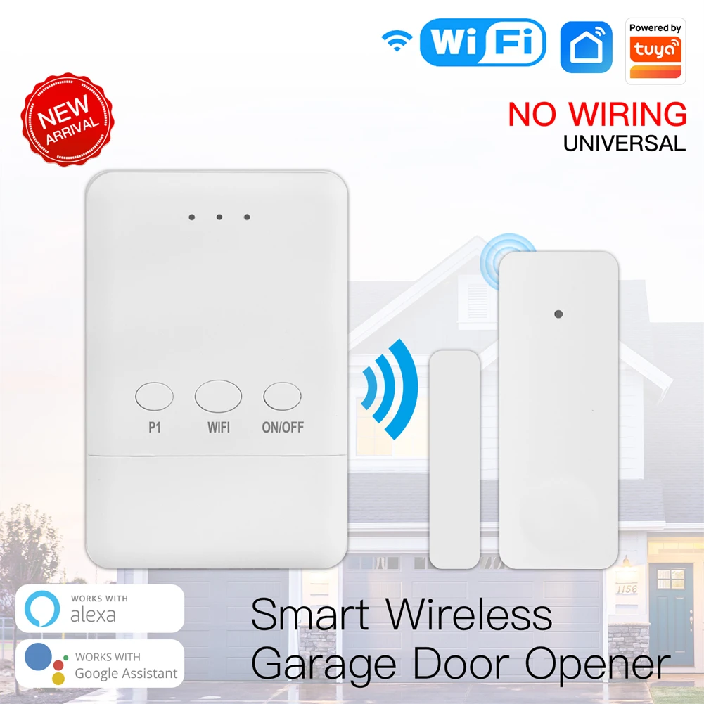 Control WiFi Tuya Controlador de puerta de garaje Abridor de sensor de puerta inteligente No Cableado Cableado Smart Life App Control Control de voz Alexa Google