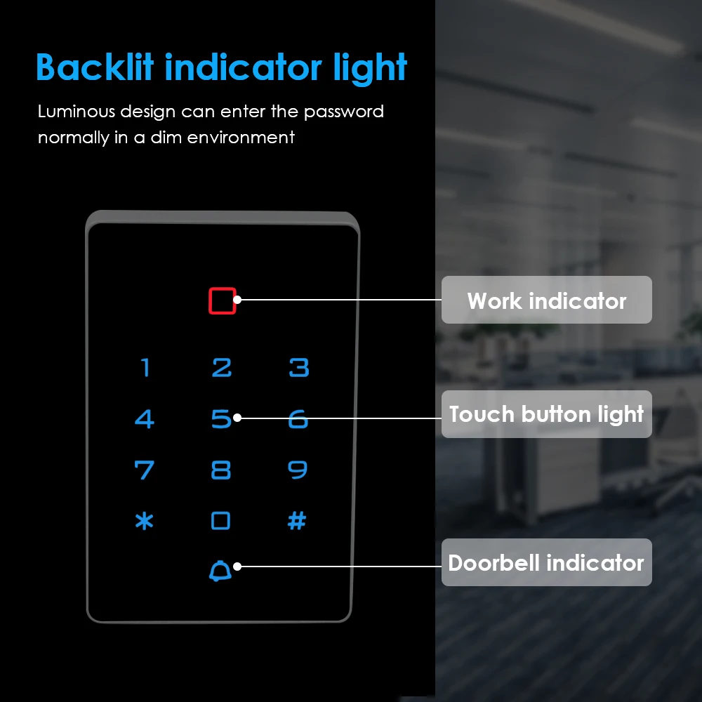 Kits wifi tuya app backlight touch 125khz rfid cartão de acesso a acesso à porta do teclado bloqueio de porta abridor de bloqueio wg26 saída watreproof manjert cartão