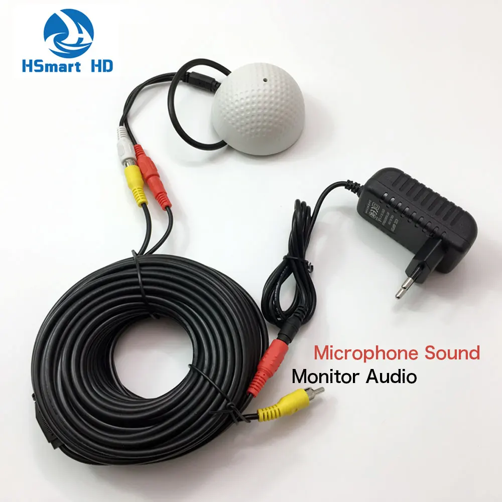 Microphone Dc 612v Cctv High Sensitive Microphone Security Camera Rca Audio Mic Dc Power 20m Cable for Home Security Dvr System Add 12v Dc