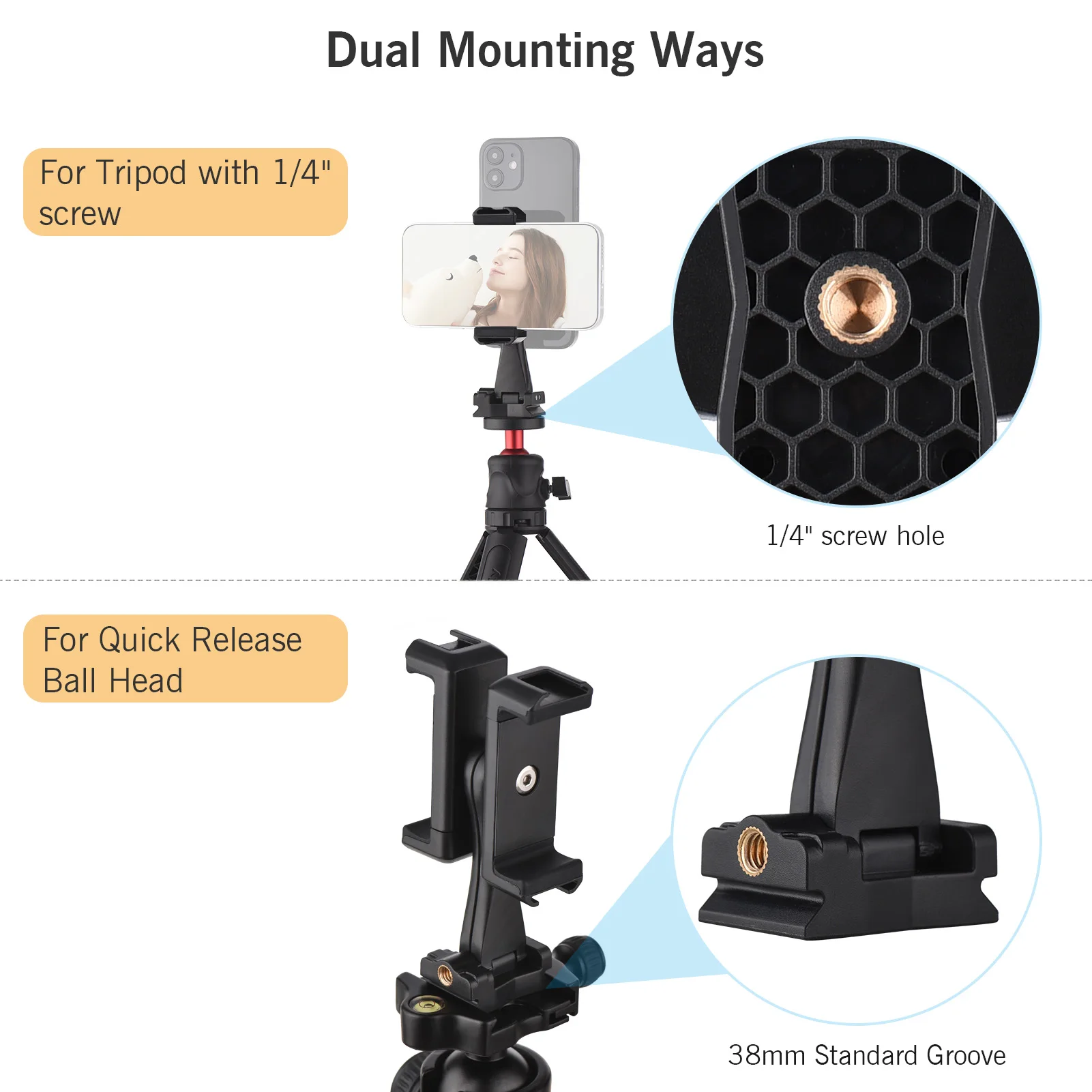 Monopods Andoer D04 Universal Akıllı Telefon Tripod Çok Fonksiyonlu Video Kit Mount Dual Telefon Tutucuları Vlog Video Öğretim Toplantısı Akışı