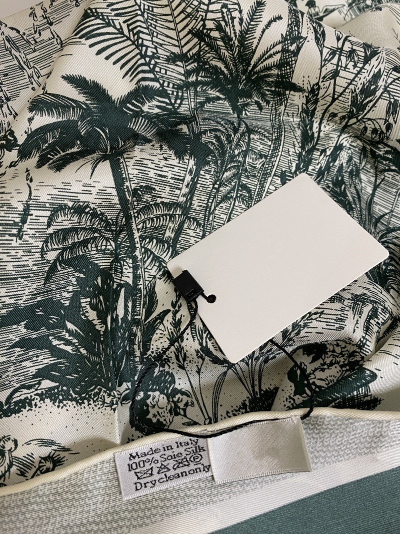 Damesvierkant sjaals sjaals 100% twill zijden materiaal groene printbrief bloemen patten maat 90 cm -90 cm